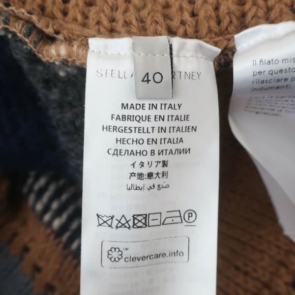 Stella McCartney Patchwork Boucle Sweater Brown/Multi Wool-Blend Size 40 - Picture 6 of 9